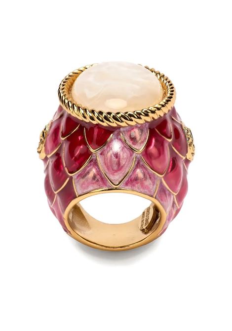 Anello Da Cocktail Con Squame E Pietra In Multi Red/Bianco/Oro ROBERTO CAVALLI | UKG012-AM522MT016